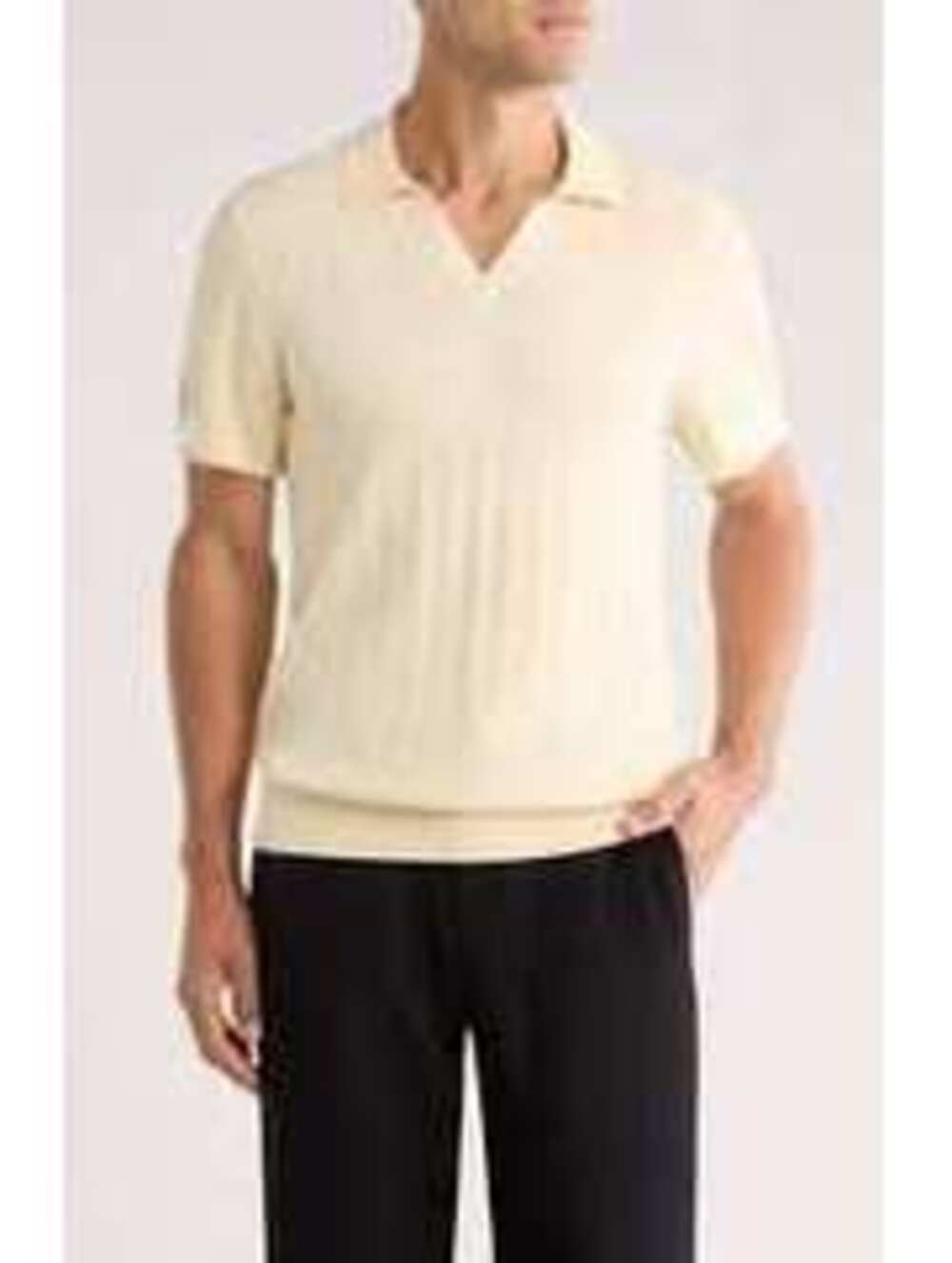 Bonobos Men’s XXL Ivory 100% Linen Short Sleeve Knit Polo Shirt Italian Linen